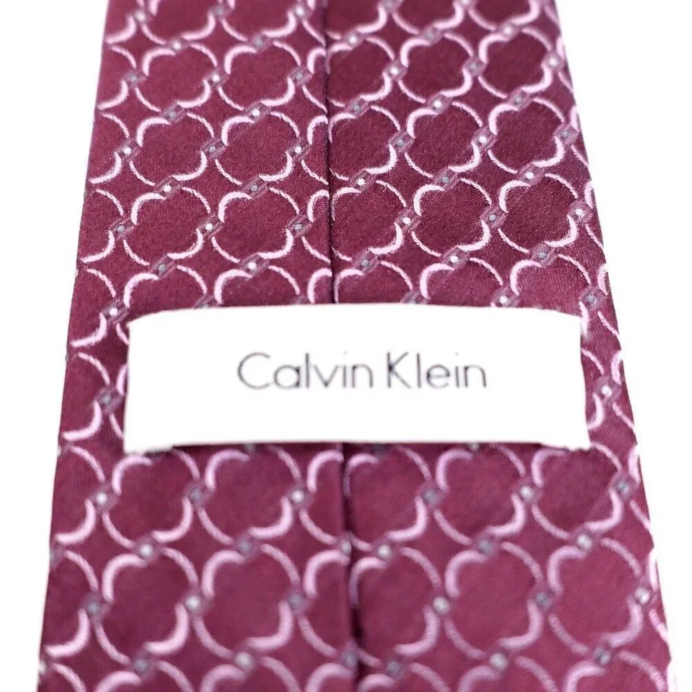 Calvin Klein‎ Red Burgundy Geometric Woven Tie